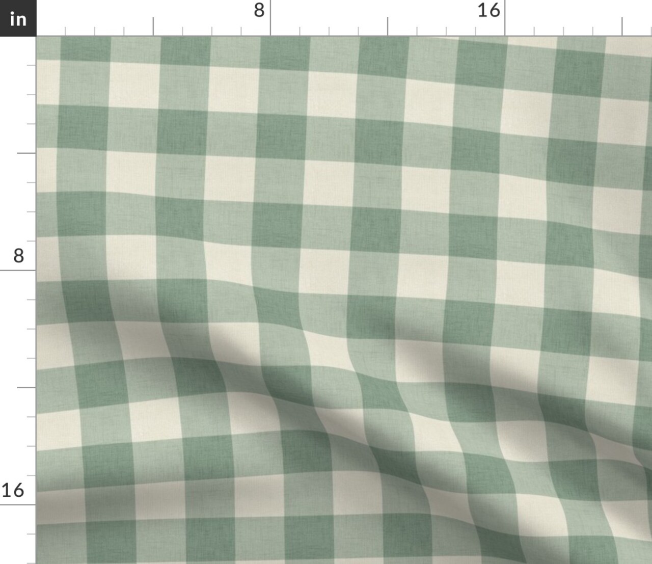 Rustic Country Farmhouse Primitive Gingham Check Plaid Picnic Cottagecore Classic Traditional Modern Farmhouse Soft Texture Spring Green Sage Custom Printed Fabric by Spoonflower Various Fabrics by the Yard or Fat Quarter
